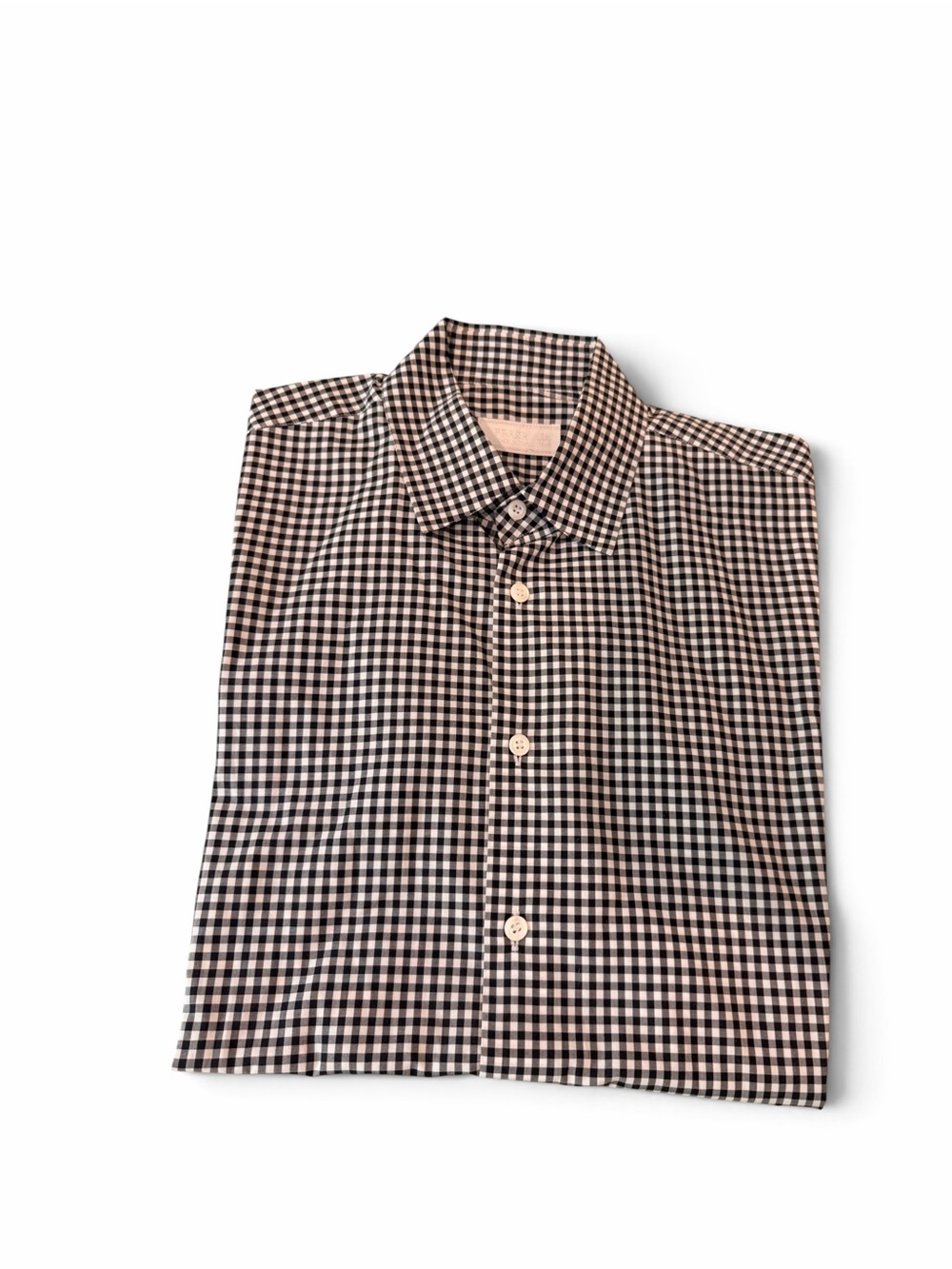 Prada Black and White Gingham Button-Down Shirt